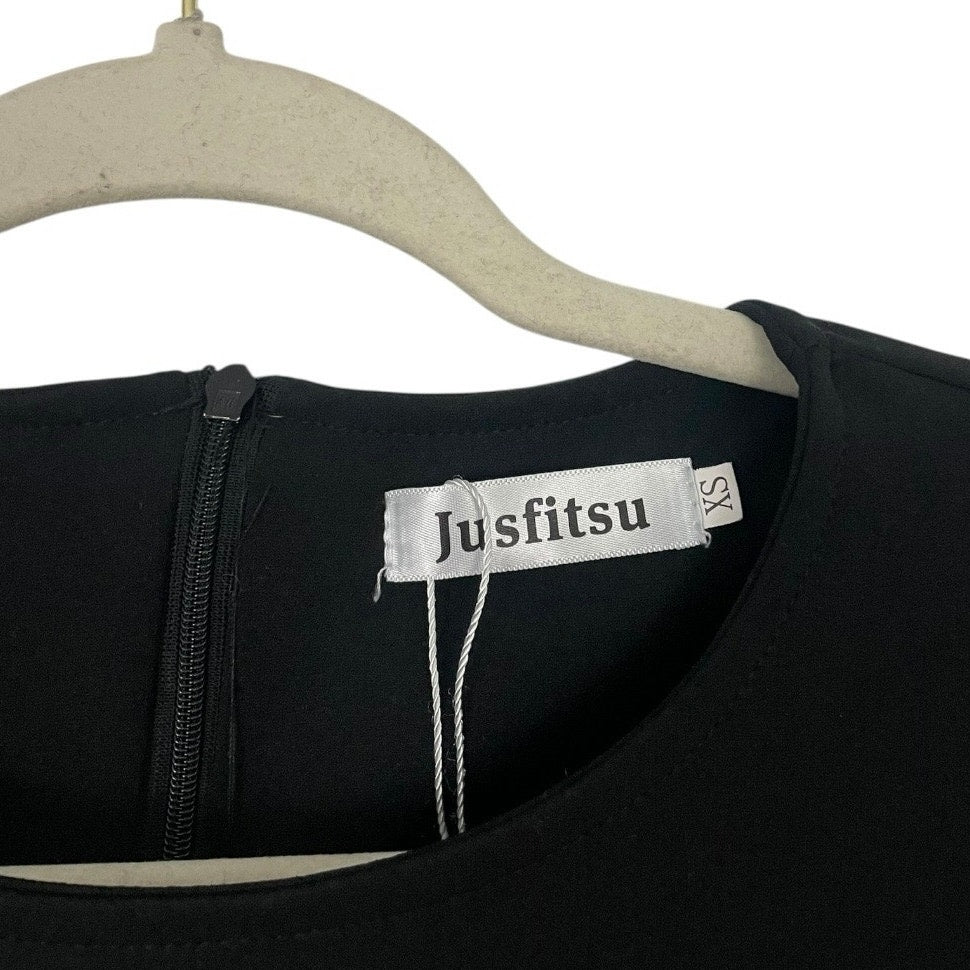 Jusfitsu Black Long Sleeve A-Line Mini Dress