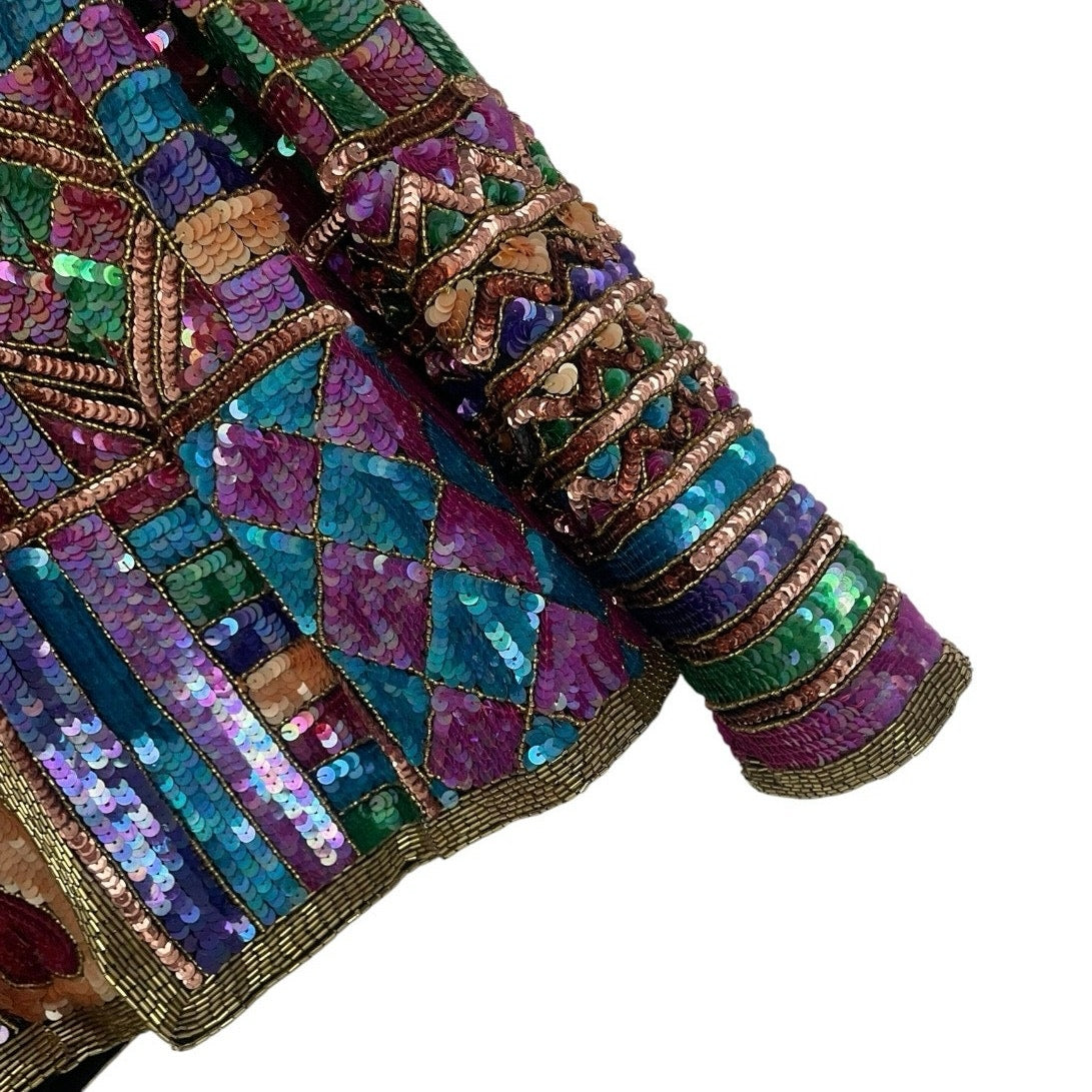 Laurence Kazar Vintage Geometric Sequin Beaded Evening Jacket