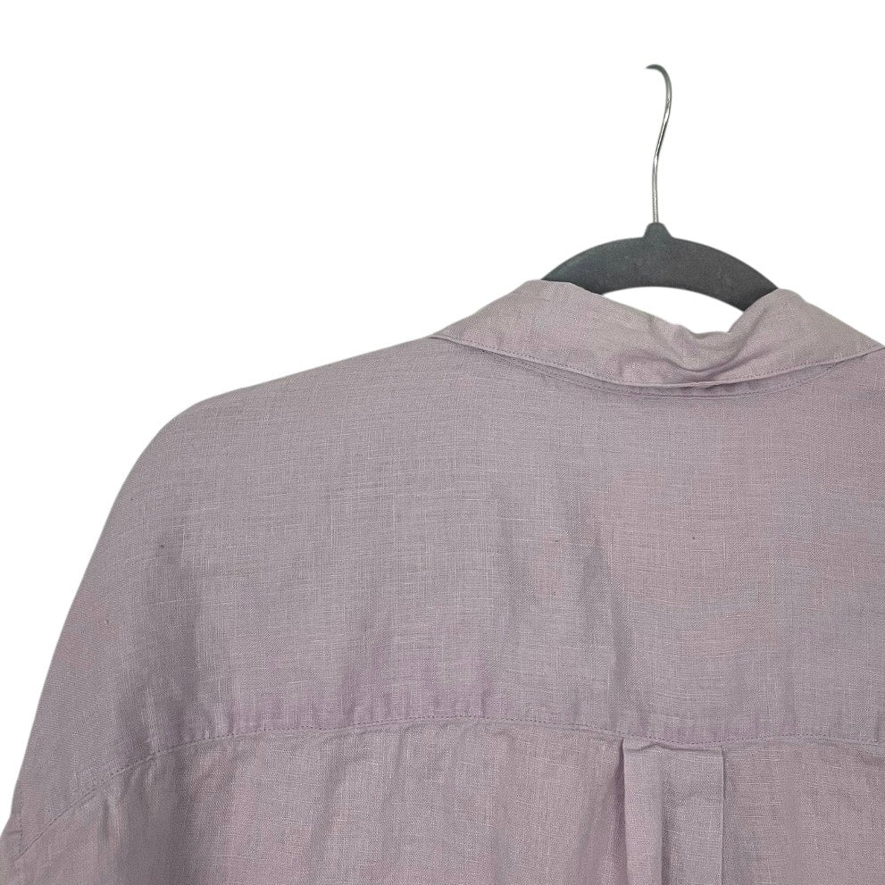 Uniqlo Light Purple Long Sleeve Button Down Linen Blouse