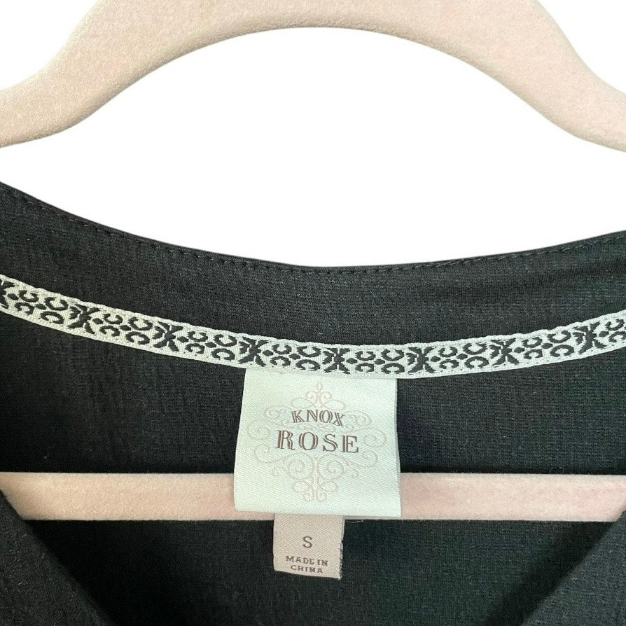 Knox Rose Black A-Line Tiered V-Neck Short Sleeve Mini Dress