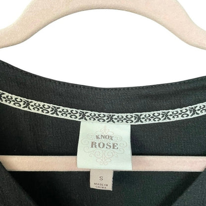 Knox Rose Black A-Line Tiered V-Neck Short Sleeve Mini Dress