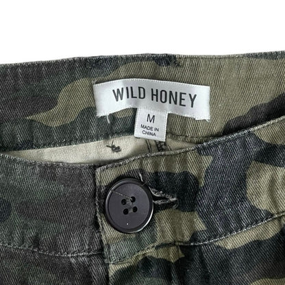 Wild Honey Green Camouflage Denim Mini Skirt