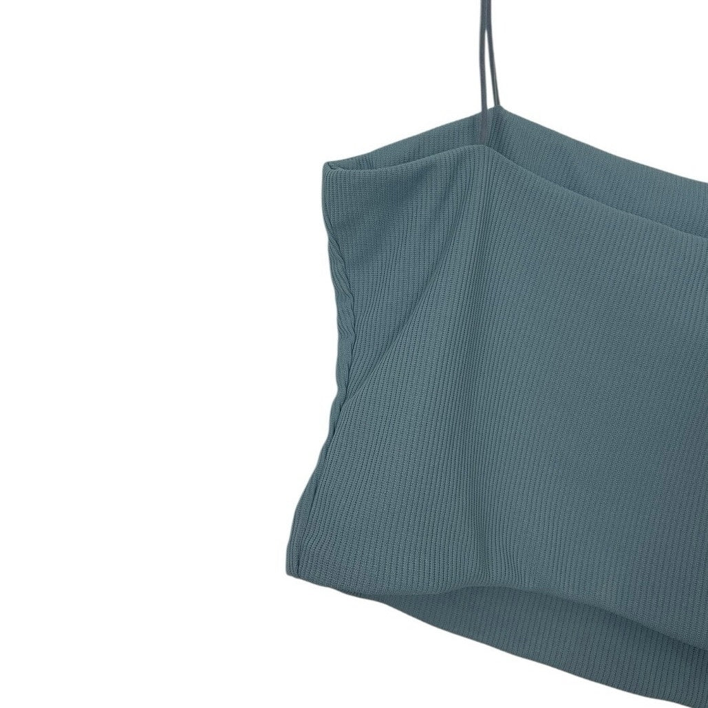 SHEIN Light Blue Ribbed Cropped Tank Top