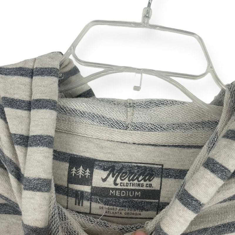 Merica Clothing Co. Mens Soft Grey Striped Hoodie Sweatshirt