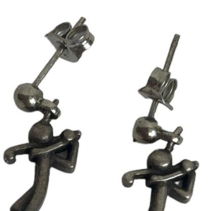 Vintage Silver Golfer Stud Earrings