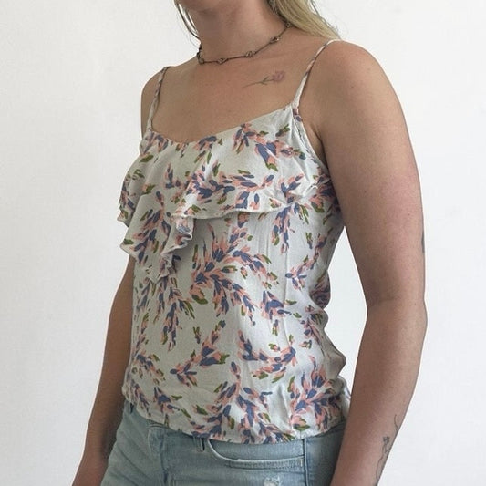 Kirra White Pastel Ruffle Front Tank Top
