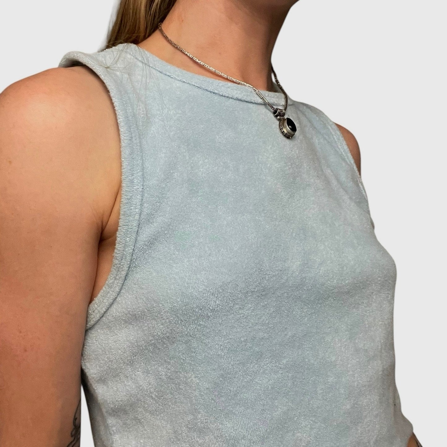 Forever 21 Light Blue Terry Cloth Cropped Tank Top
