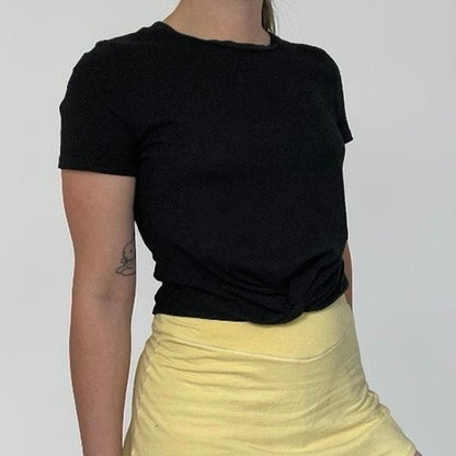 H&M Black Twisted Knot Front Short Sleeve Top