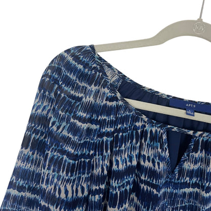 Apt. 9 Blue & White Sheer Long Bell Sleeve Blouse