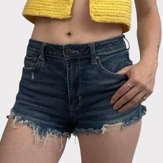American Eagle Super Stretch X Hi-Rise Festival Distressed Mini Jean Shorts