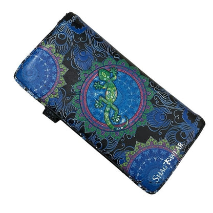 Shagwear Blue & Green Lizard Mandala Faux Leather Clutch Wallet