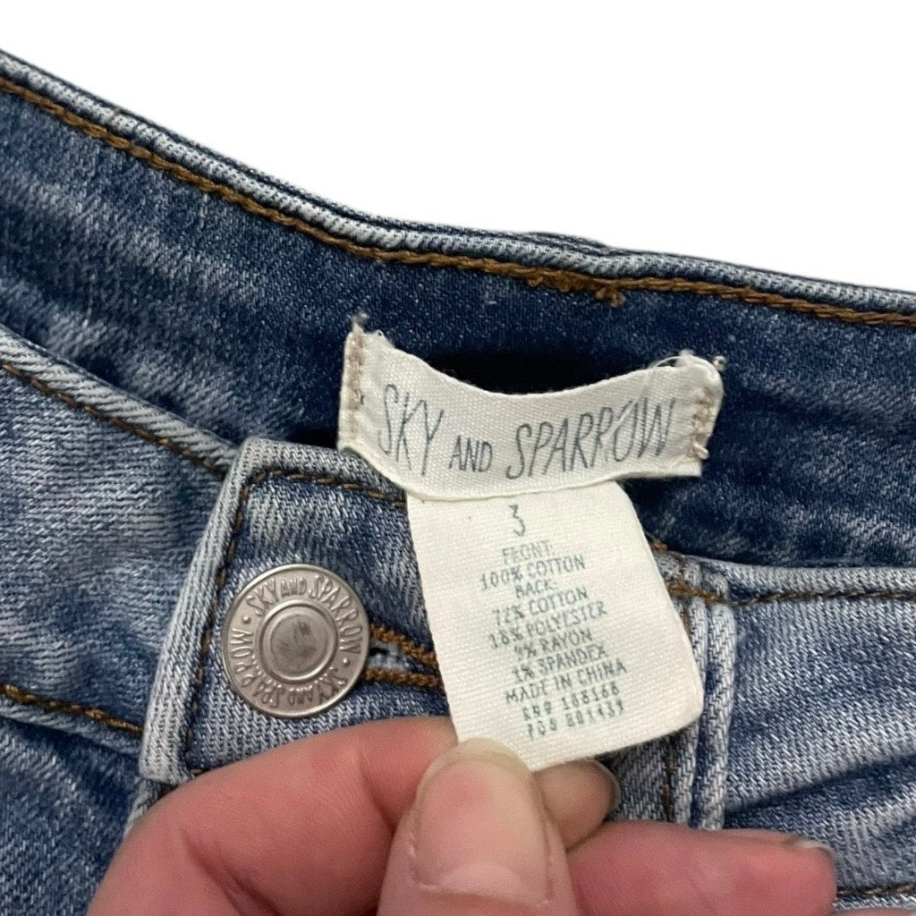 Sky and Sparrow Denim High Rise Distressed Mini Jean Shorts