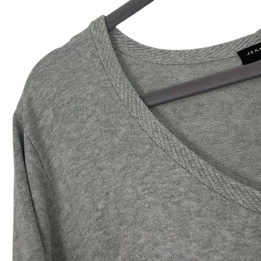 Jeanne Pierre Grey Cropped Sleeve Crewneck Sweater