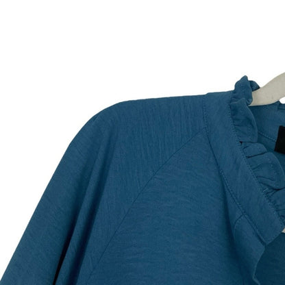 NWT Ella Pearl Ruby Jane Dusty Blue Long Sleeve Woven Notched Tier Dress