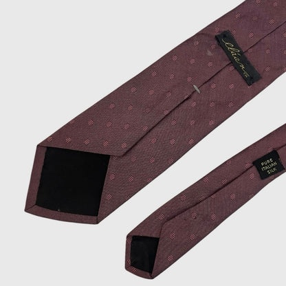 Elaan Red Brown Polka Dot Silk Mens Neck Tie