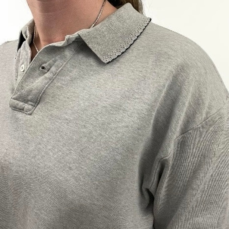 Ralph Lauren Grey Cropped Long Sleeve Top