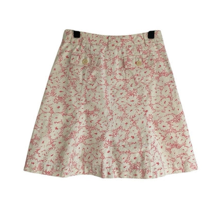 Eddie Bauer Pink & Cream Floral Denim Skirt