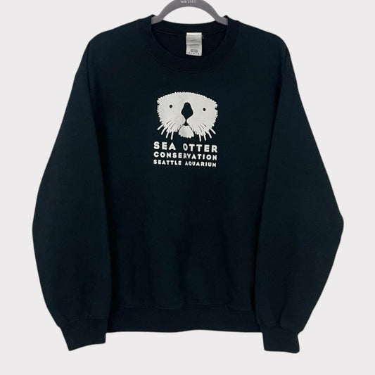Seattle Aquarium Sea Otter Conservation Black Crewneck Sweatshirt