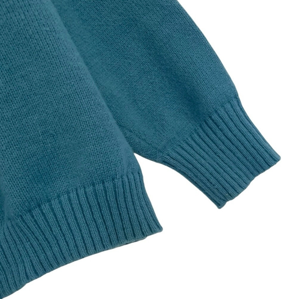 Blue Textured Cable Knit Turtleneck Sweater