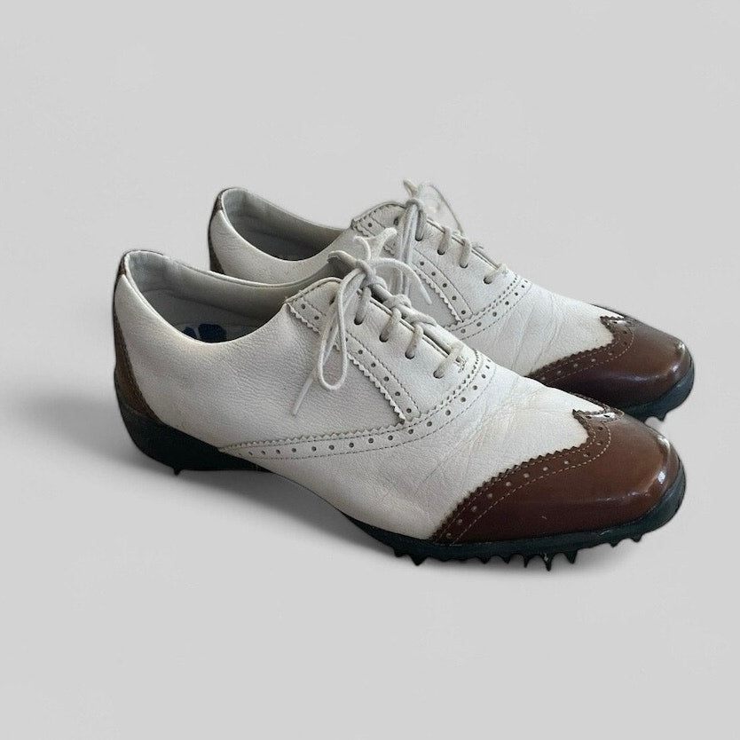 Footjoy White and Brown LoPro Collection Leather Golf Shoes