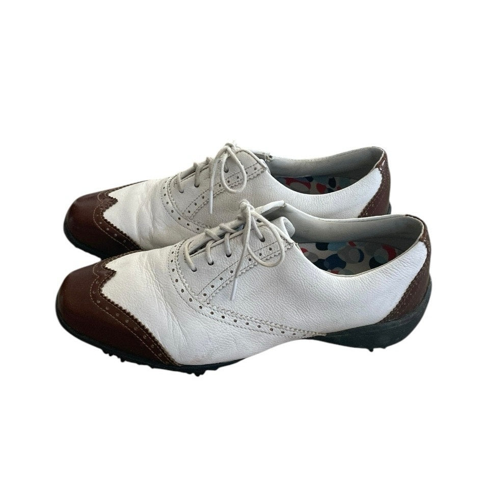 Footjoy White and Brown LoPro Collection Leather Golf Shoes