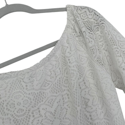 Delia's Sheer White Lace 3/4 Sleeve A-Line Mini Dress