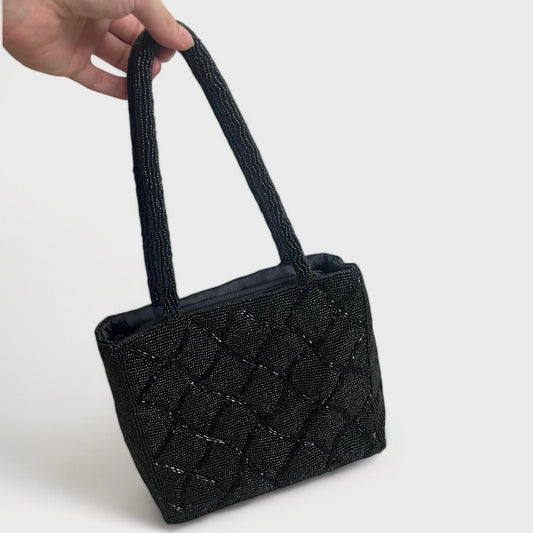 Holly in Hanoi Vintage Black Sequined Beaded Mini Handbag