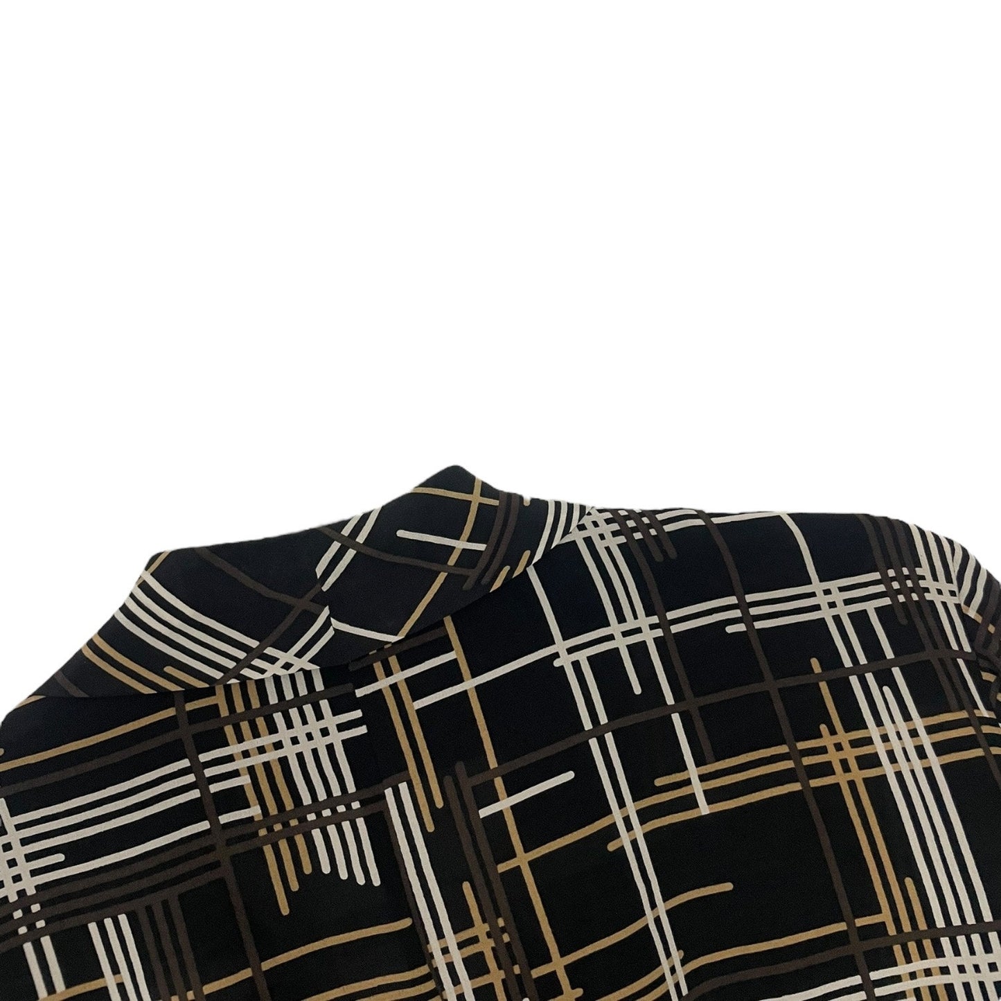 Trina Turk Black & Brown Silk Long Sleeve Button Down Tie Neck Blouse