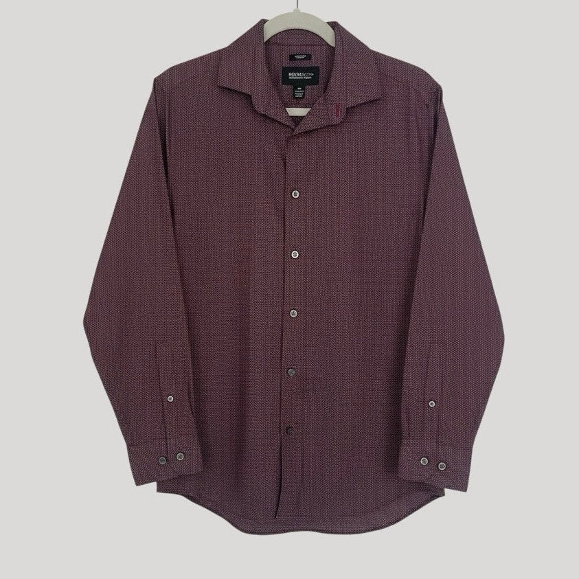 Kenneth Cole Mens Red Polka Dot Slim Fit Button Down Dress Shirt