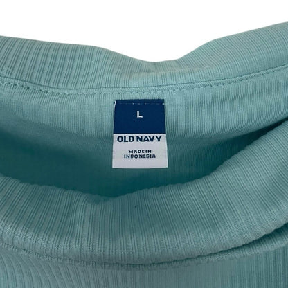 NWT Old Navy Blue Off the Shoulder Foldover Ribbed Blouse