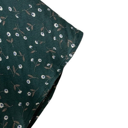 Brandy Melville Green Floral V-Neck Wrap Top