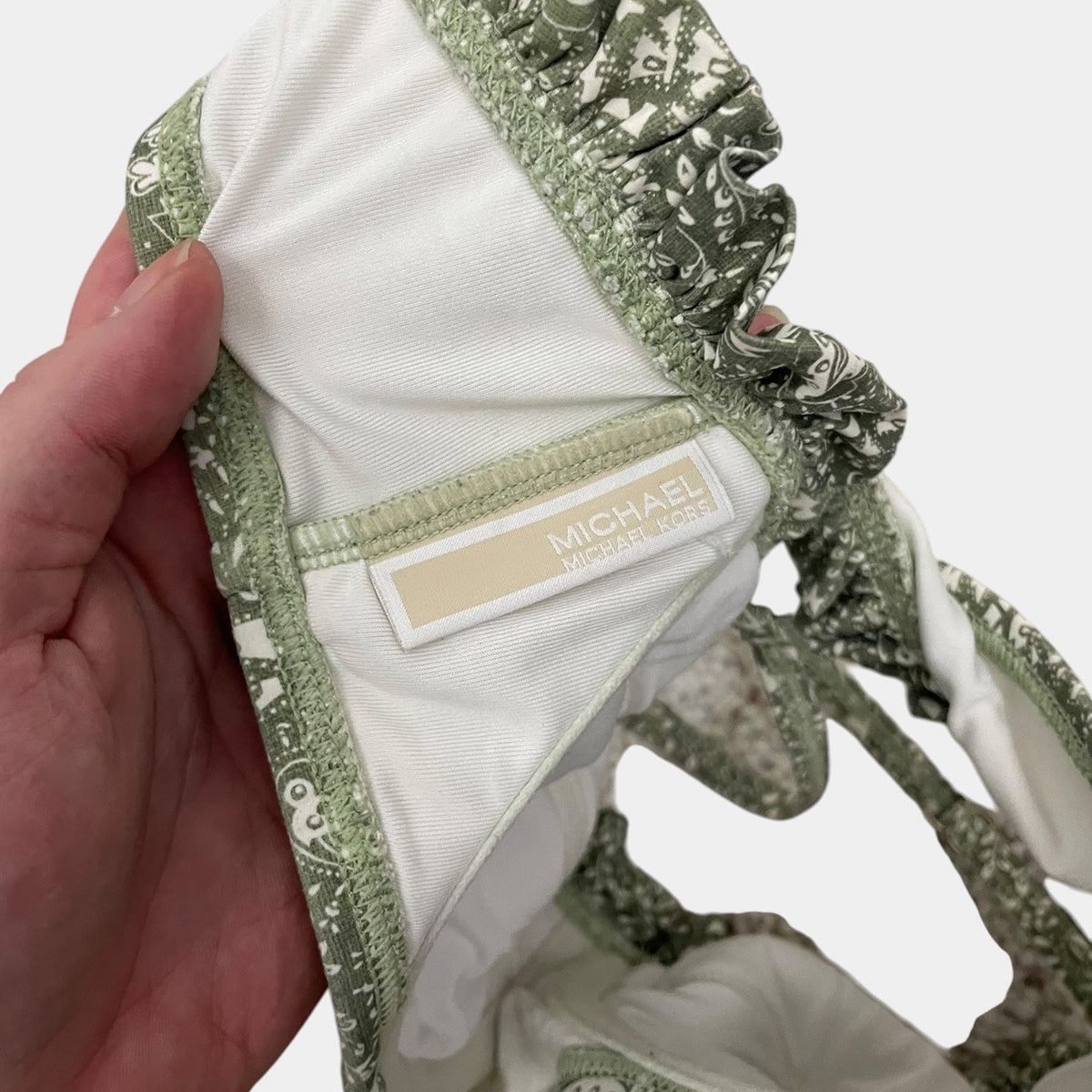 MICHAEL Michael Kors Green Paisley Ruffle Trim Bikini