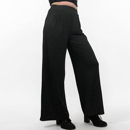 Black Pleated Wide Leg High Rise Palazzo Pants