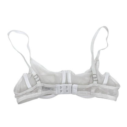 DKNY White Sheer Mesh Logo Unlined Underwire Bra