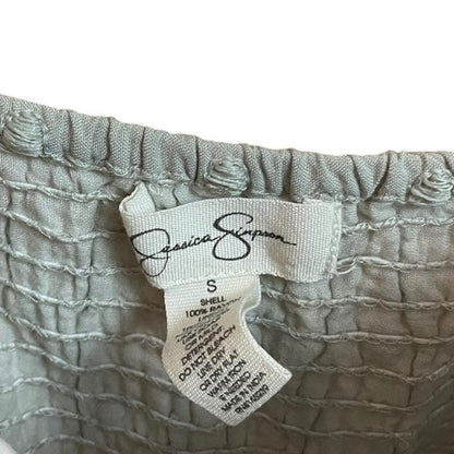 Jessica Simpson Light Green Boho Embroidered Tiered Mini Dress