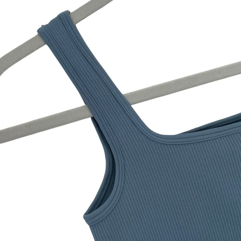 OQQ Blue Ribbed Cropped Tank Top