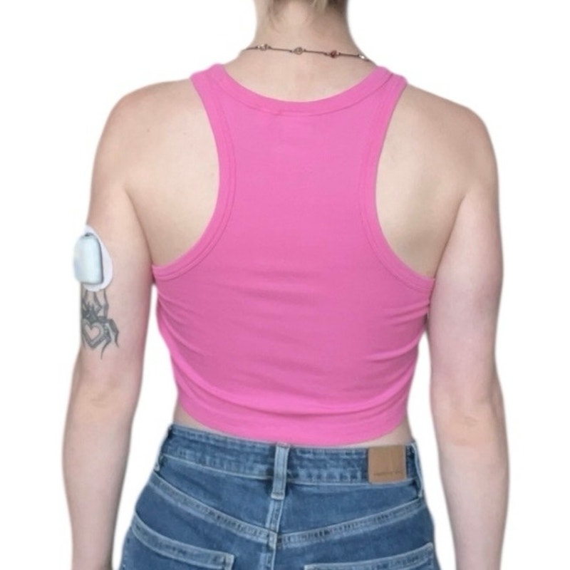 Sun-deh Pink Cropped Ribbed Tank Top