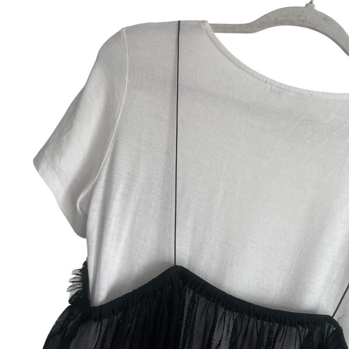 Melrose and Market Black & White Layered Mesh Top