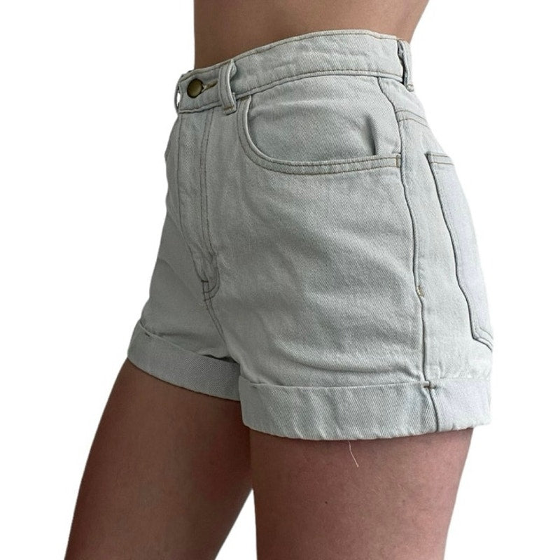 American Apparel Jeans Light Wash High Rise Denim Mini Shorts