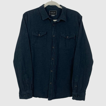 Valor Mens Dark Blue Long Sleeve Button Down Shirt