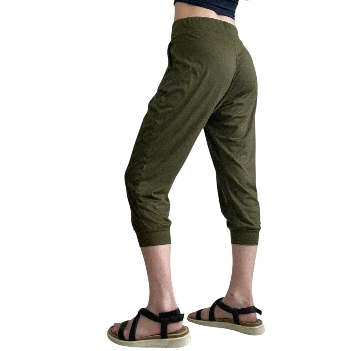Ette Lut Olive Green Casual Active Lounge Cropped Pants