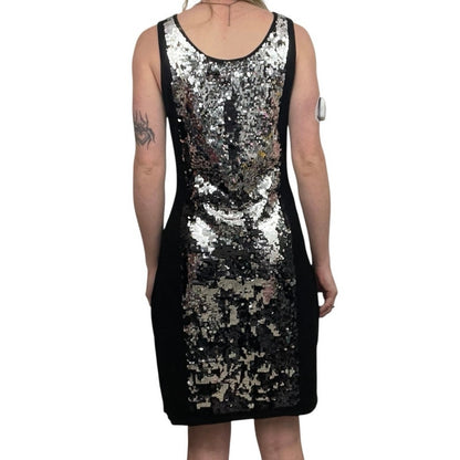 Yoana Baraschi Vintage Black & Silver Flip Sequin Bodycon Mini Dress
