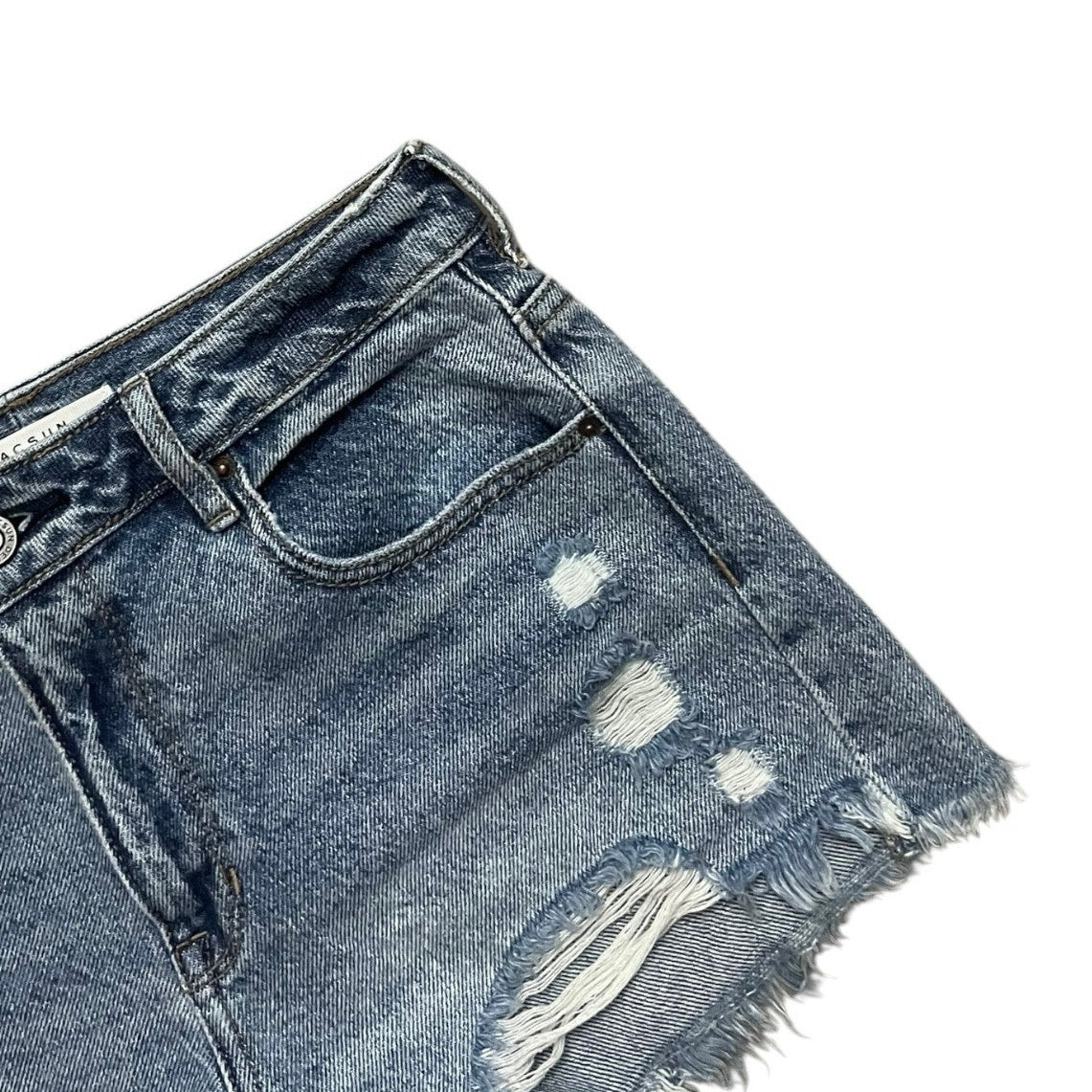 PacSun Denim High Rise Festival Distressed Mini Jean Shorts