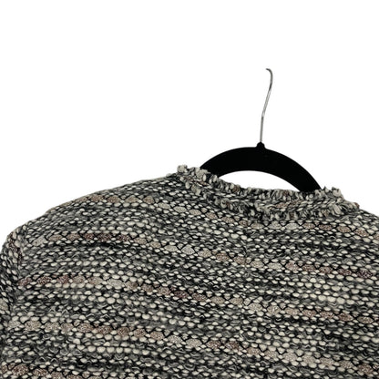 Doncaster Grey & Glittery Gold Tweed Wool Woven Button Down Jacket