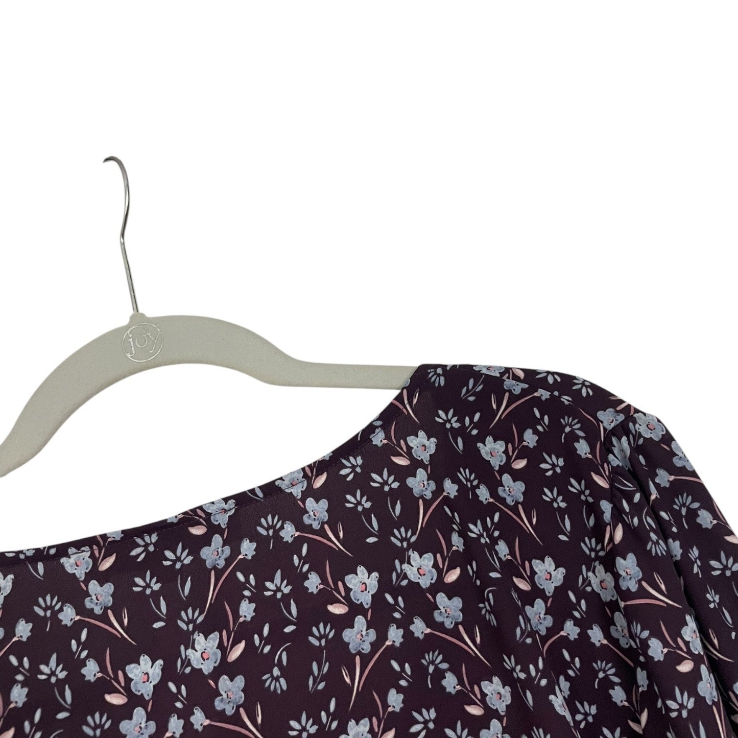LOFT Purple Floral Button Down Long Sleeve Blouse