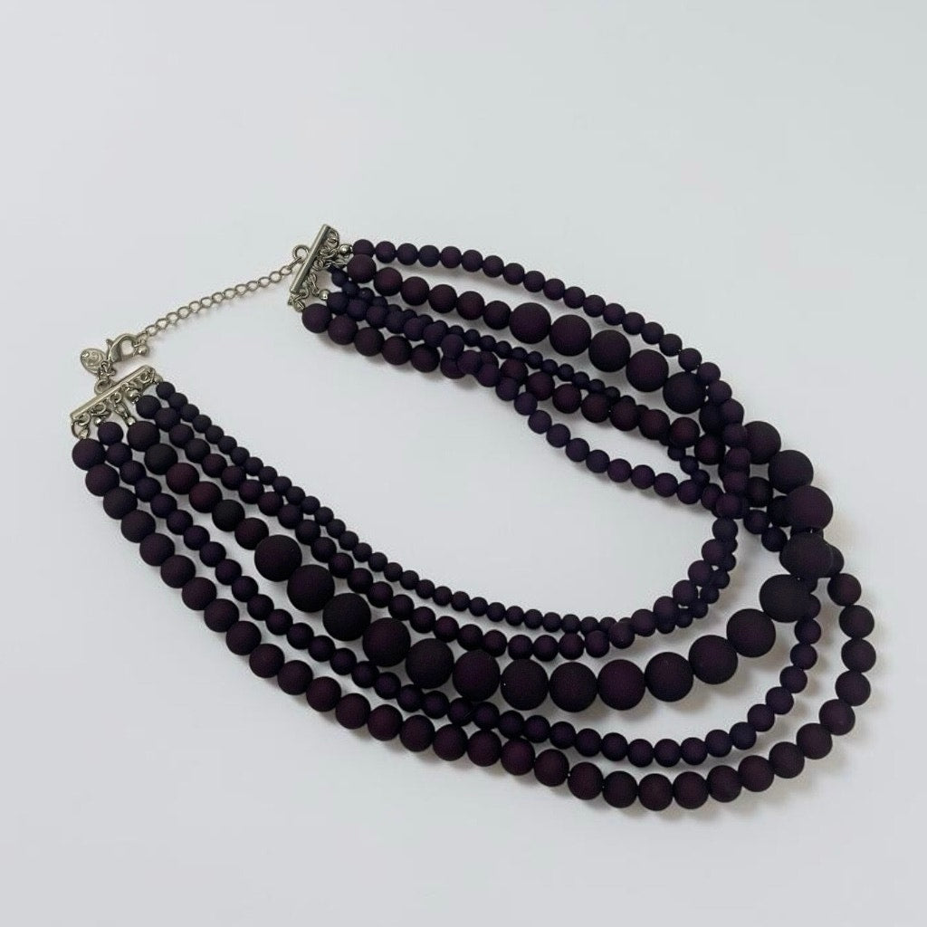 Charming Charlie Chunky Purple Bead Layered Statement Necklace