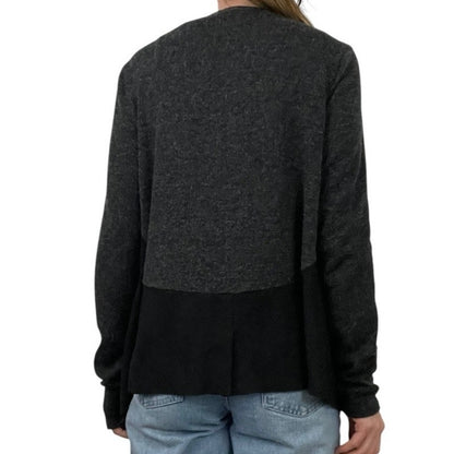 Mod-O-Doc Soft Black Suede and Grey Knit Cardigan Sweater