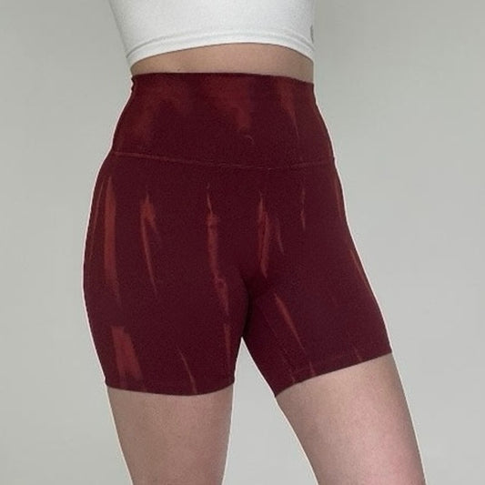 Lululemon Athletica Burgundy Tie Dye Bike Shorts