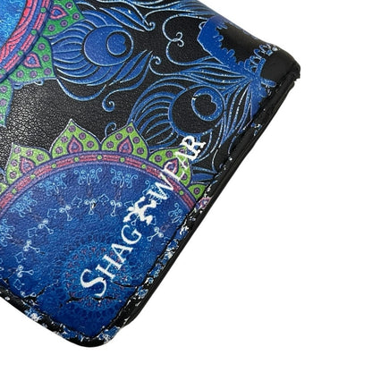 Shagwear Blue & Green Lizard Mandala Faux Leather Clutch Wallet