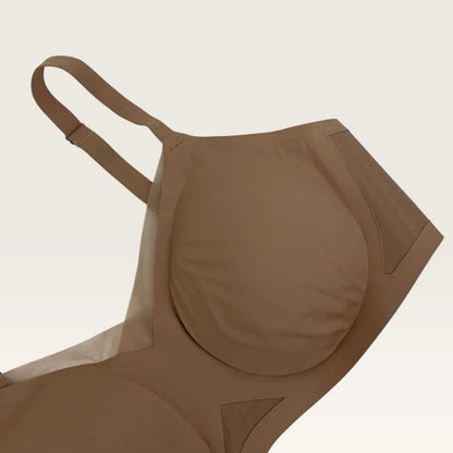 Honeylove Beige Mesh Trim Crossover Wireless Bra